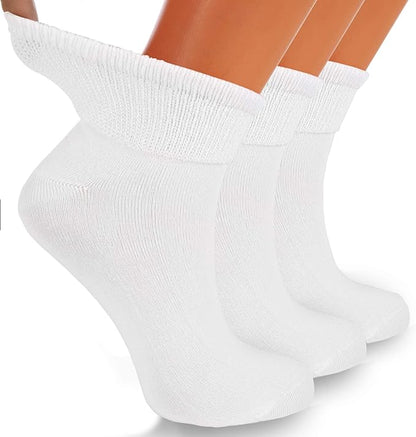 Aws/American Made Non-Binding Diabetic Ankle Socks – 3 Pair Pack, Moisture-Wicking Cotton (Unisex for Men & Women)
