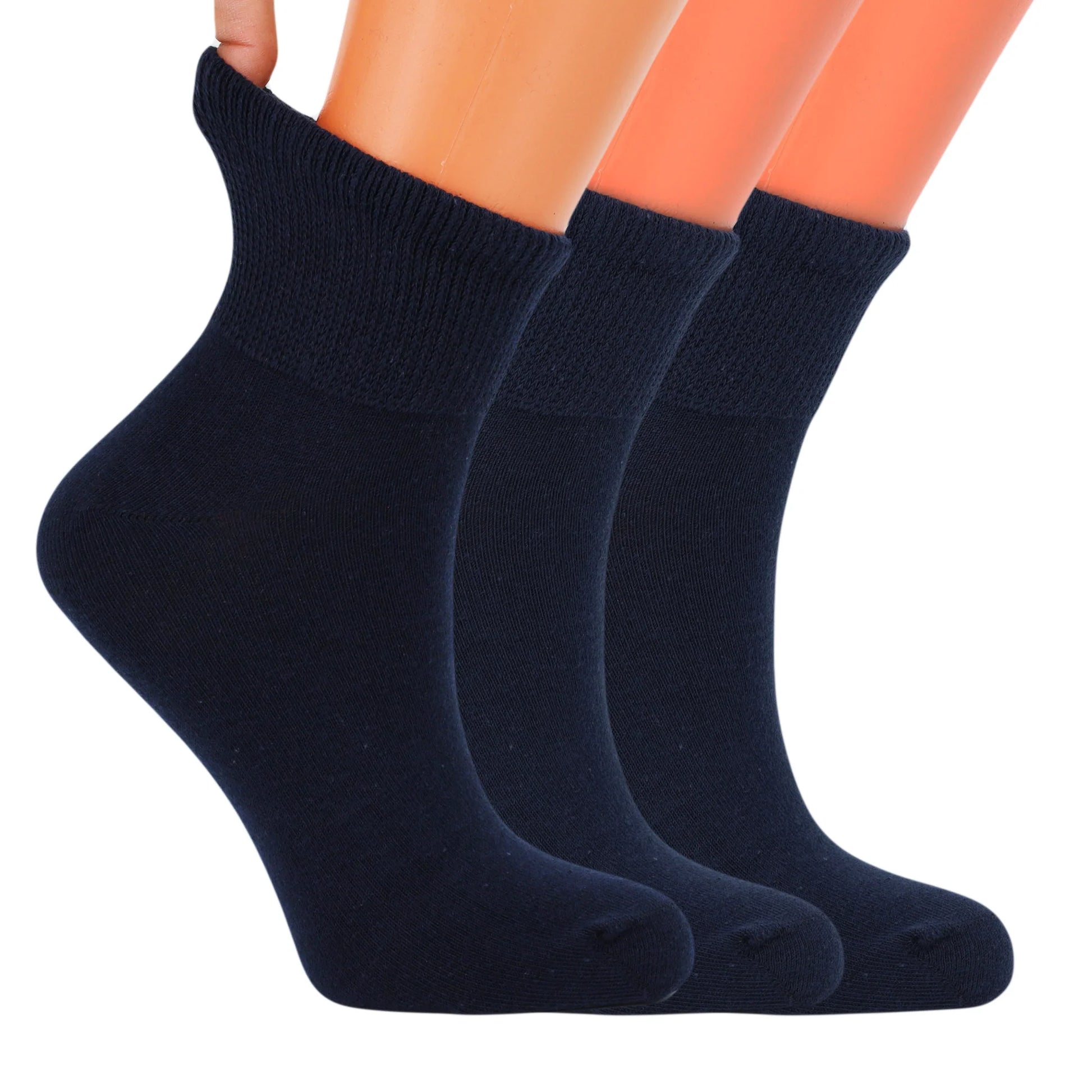 Aws/American Made Non-Binding Diabetic Ankle Socks – 3 Pair Pack, Moisture-Wicking Cotton (Unisex for Men & Women)