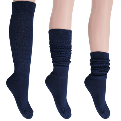 Women'S Extra Long Heavy Slouch Socks – 6 Pairs, Size 9-11 | Soft Cotton, Retro & Versatile