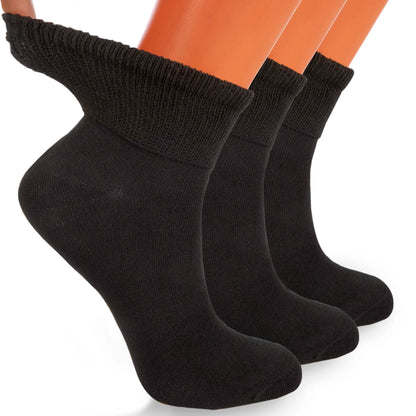 Aws/American Made Non-Binding Diabetic Ankle Socks – 3 Pair Pack, Moisture-Wicking Cotton (Unisex for Men & Women)