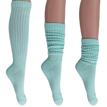 Women'S Extra Long Heavy Slouch Socks – 6 Pairs, Size 9-11 | Soft Cotton, Retro & Versatile