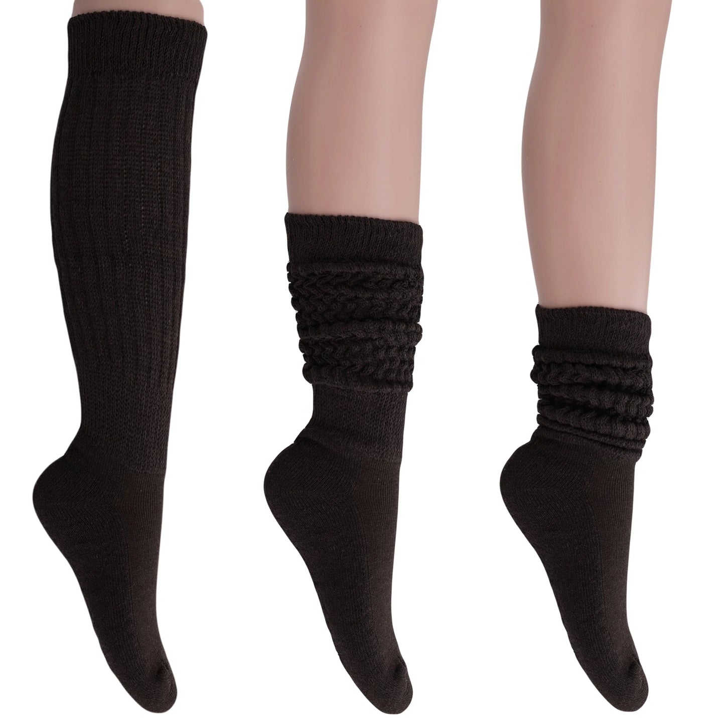 Women'S Extra Long Heavy Slouch Socks – 6 Pairs, Size 9-11 | Soft Cotton, Retro & Versatile