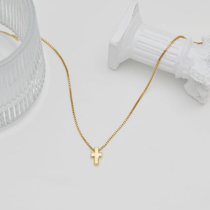 Cross Necklace for Womens, 14K Gold Plated Dainty Gold Necklaces | Sterling Silv