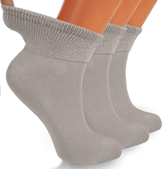Aws/American Made Non-Binding Diabetic Ankle Socks – 3 Pair Pack, Moisture-Wicking Cotton (Unisex for Men & Women)
