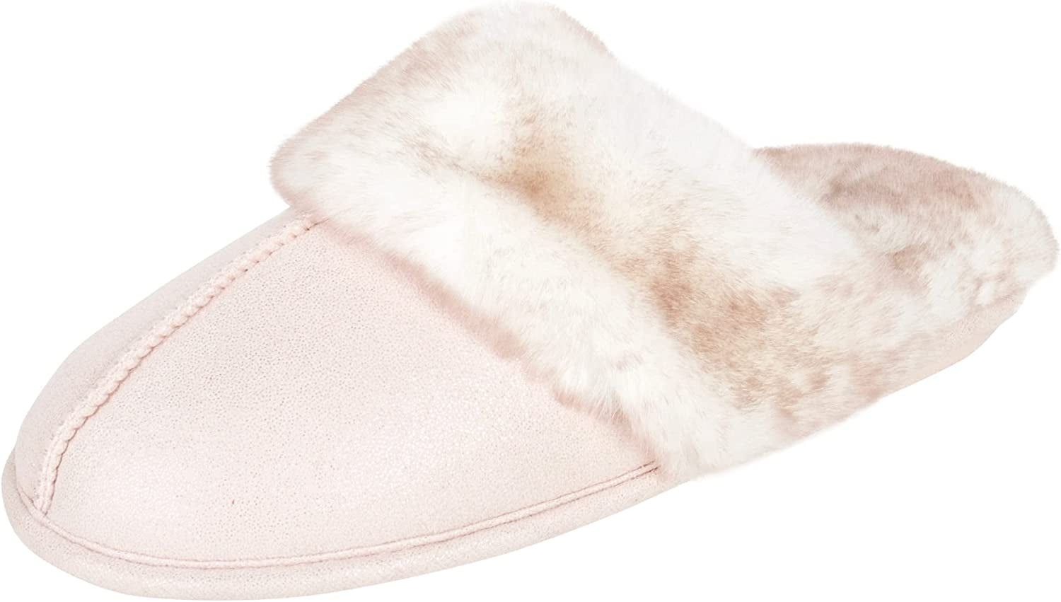Women'S Comfy Faux Fur House Slipper Slip-On Scuff Memory Foam Soft Plush Lining