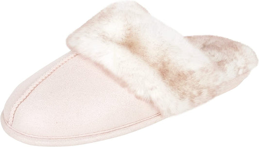 Women'S Comfy Faux Fur House Slipper Slip-On Scuff Memory Foam Soft Plush Lining